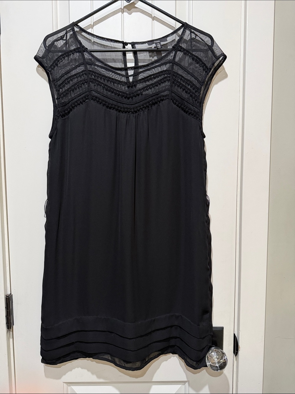 Women's Black Lace Yoke Sleeveless mini dress size M